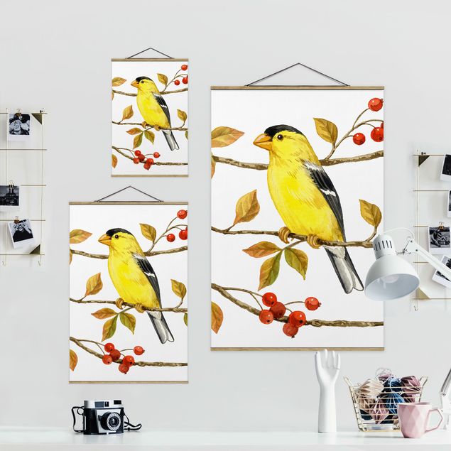 Obrazy na ścianę Ptaki i jagody - Złotogłów