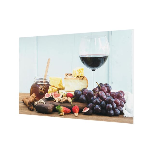 Panel szklany do kuchni - Ser i wino