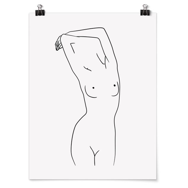Obrazy portret Line Art Kobieta naga czarno-biały