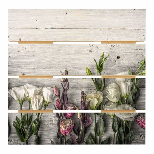 Obraz z drewna - Tulipanowa róża Shabby Wood Look