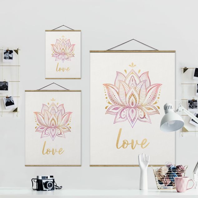 Miłość obrazy Lotus Ilustracja Miłość złoty różowy