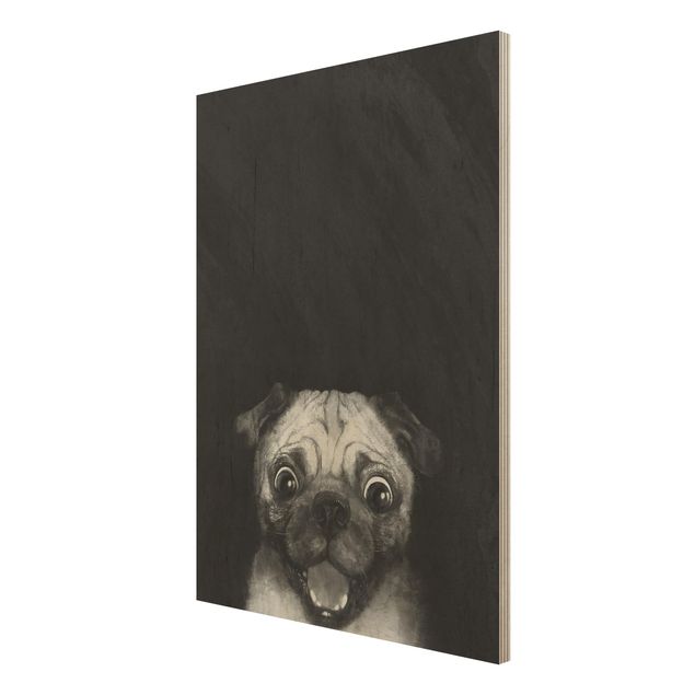 Laura Graves Art obrazy Ilustracja pies Pug malarstwo na czarno-biały