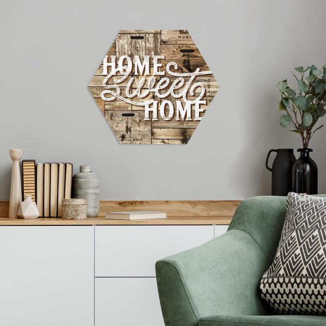 Obrazy nowoczesne Ściana drewniana w stylu "Home sweet home".