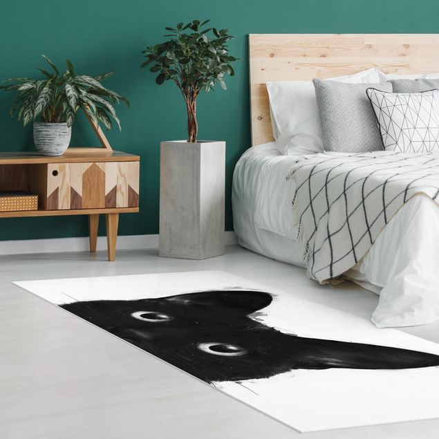 dywan zewnetrzny Ilustracja czarnego kota na białym obrazie