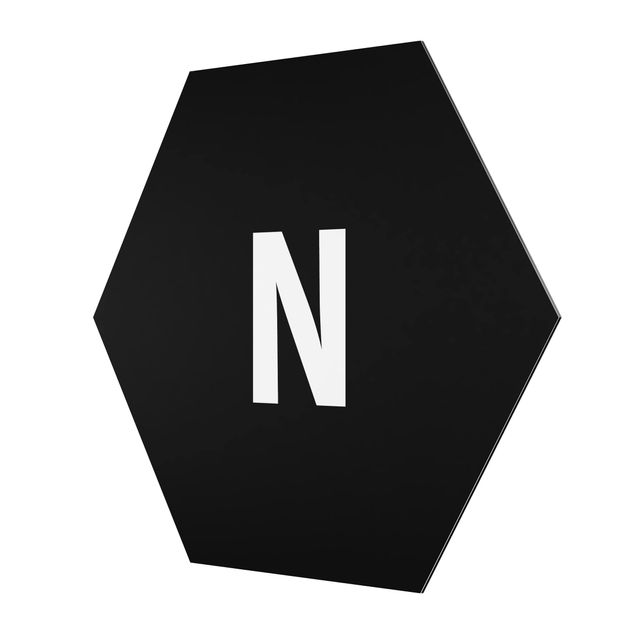 Obraz heksagonalny z Alu-Dibond - Czarna litera N