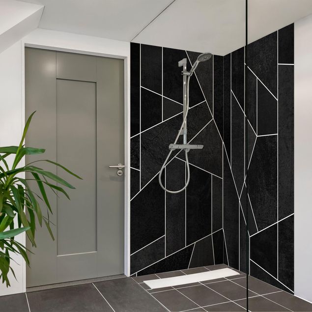 Panele ścienne do łazienki Black And White Geometric Watercolour