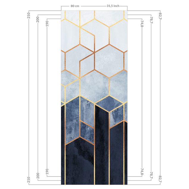 Tylna ścianka prysznicowa - Golden Hexagons Blue White