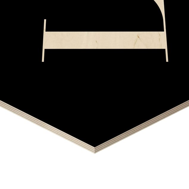Obraz heksagonalny z drewna - Czarna litera Szeryf L