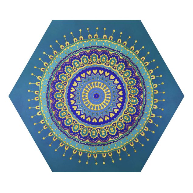 Obraz niebieski Mandala Niebieski Złoto