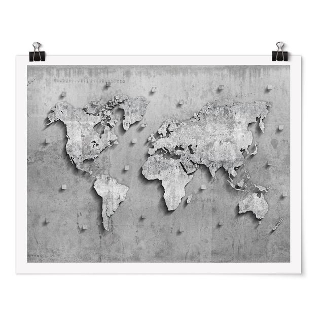 Obrazy nowoczesny Mapa świata z betonu