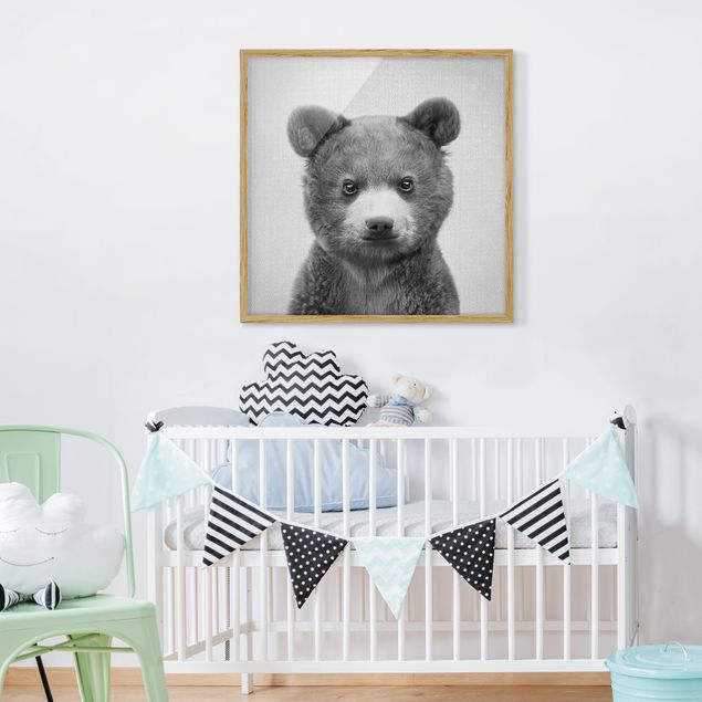 Obrazy w ramie dla dzieci Baby Bear Bruno Black And White