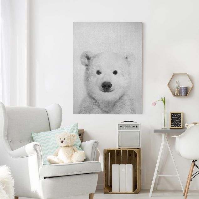 Nowoczesne obrazy do salonu Baby Polar Bear Emil Black And White