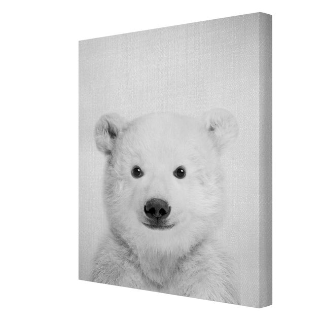 Obrazki czarno białe Baby Polar Bear Emil Black And White