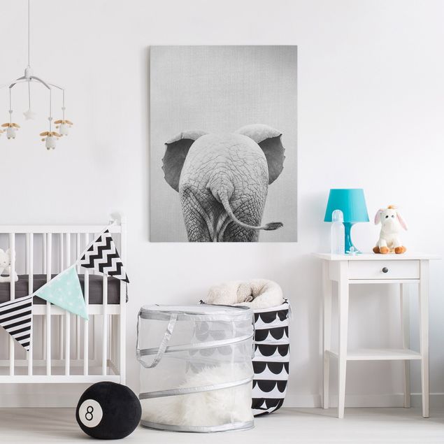 Pokój niemowlęcy i dziecięcy  Baby Elephant From Behind Black And White