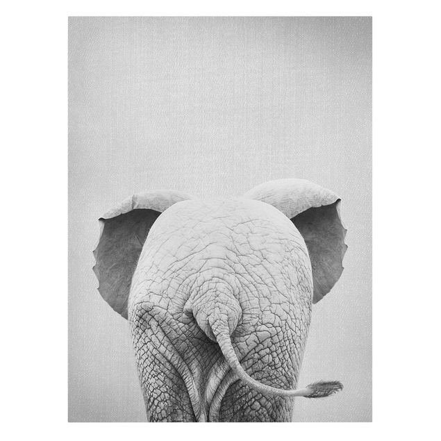 Zwierzęta obrazy Baby Elephant From Behind Black And White