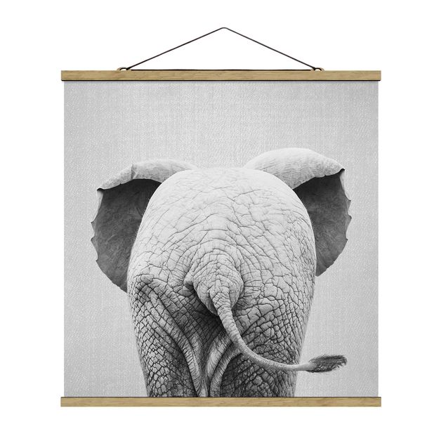 Obrazy nowoczesne Baby Elephant From Behind Black And White