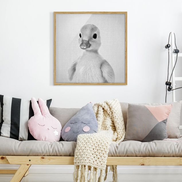 Obrazy w ramie dla dzieci Baby Duck Emma Black And White