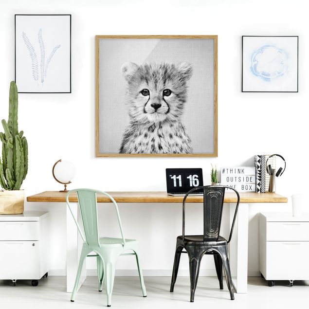 Obrazy w ramie zwierzęta Baby Cheetah Gino Black And White