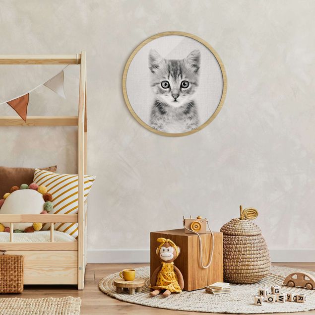Obrazy w ramie dla dzieci Mały kotek Killi czarno-biały