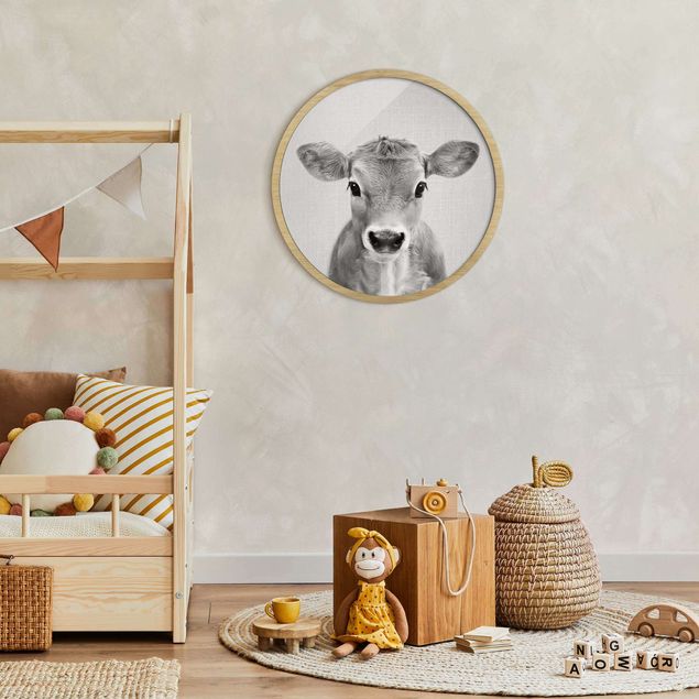 Obrazy w ramie zwierzęta Mała krowa Kira czarno-biały