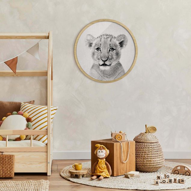 Obrazy do salonu nowoczesne Mały lew Luca czarno-biały