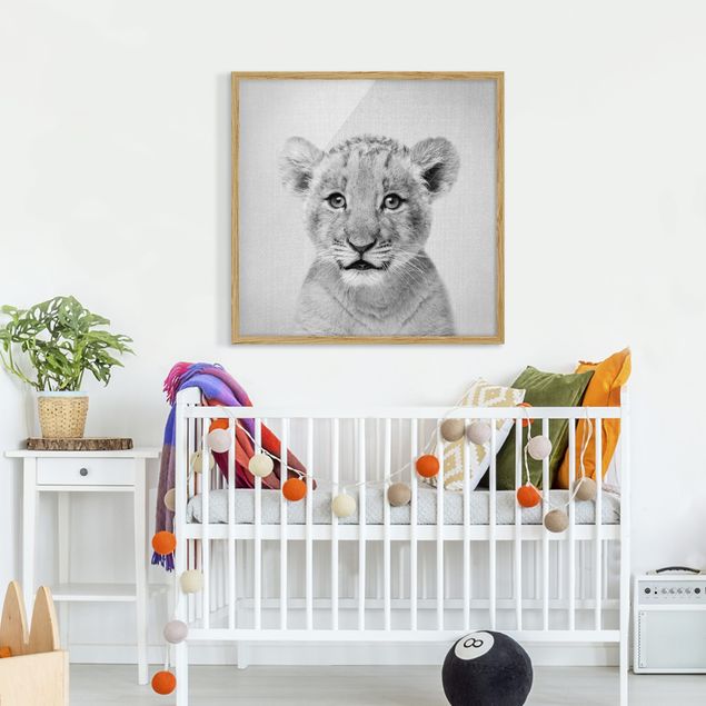 Obraz lwa Baby Lion Luca Black And White