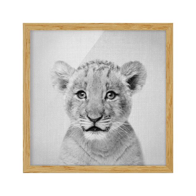 Obrazy w ramie zwierzęta Baby Lion Luca Black And White