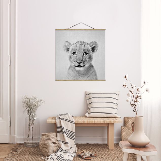 Nowoczesne obrazy do salonu Baby Lion Luca Black And White