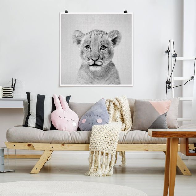 Obrazy nowoczesny Baby Lion Luca Black And White