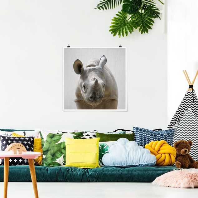 Obrazy do salonu nowoczesne Baby Rhinoceros Nina