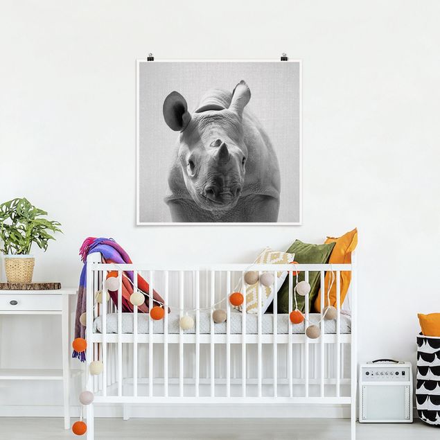 Obrazy nowoczesny Baby Rhinoceros Nina Black And White