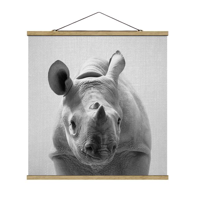 Obrazy ze zwierzętami Baby Rhinoceros Nina Black And White
