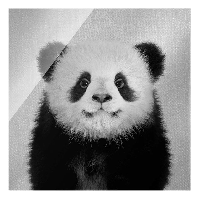 Obrazy na szkle zwierzęta Baby Panda Prian Black And White