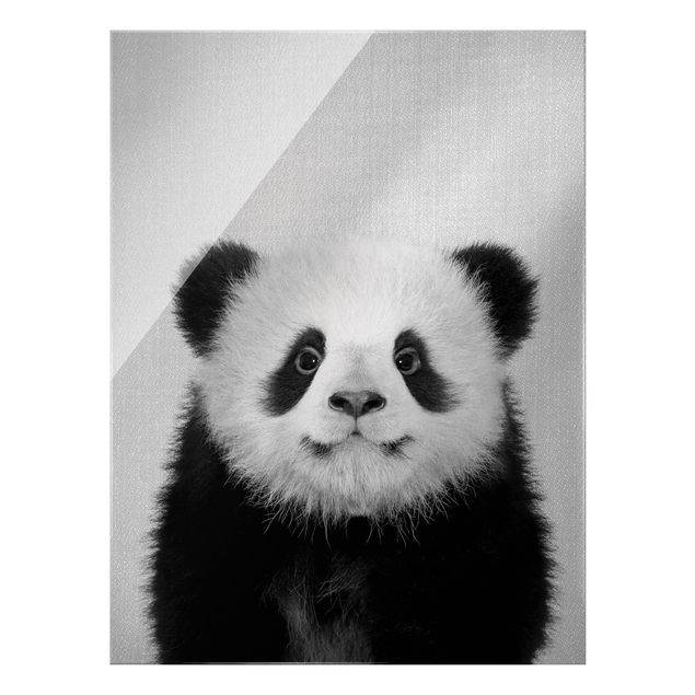 Obrazy na szkle zwierzęta Baby Panda Prian Black And White