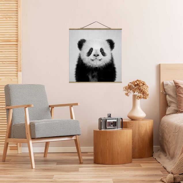 Obrazy do salonu nowoczesne Baby Panda Prian Black And White