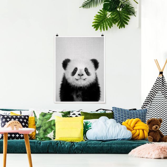 Obrazy nowoczesne Baby Panda Prian Black And White