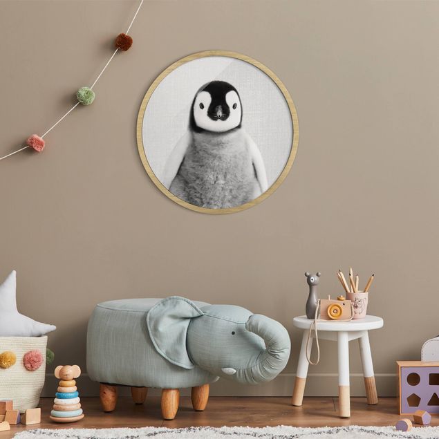 Obrazy w ramie dla dzieci Mały pingwinek Pepe czarno-biały
