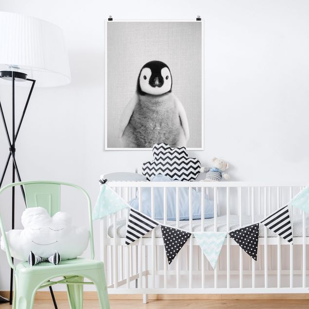 Nowoczesne obrazy do salonu Baby Penguin Pepe Black And White