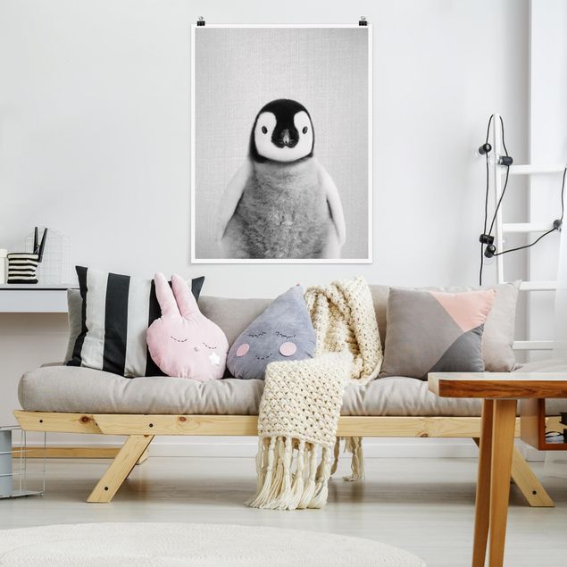 Obrazy nowoczesny Baby Penguin Pepe Black And White