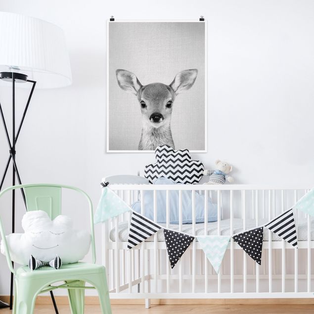 Nowoczesne obrazy Baby Roe Deer Romy Black And White