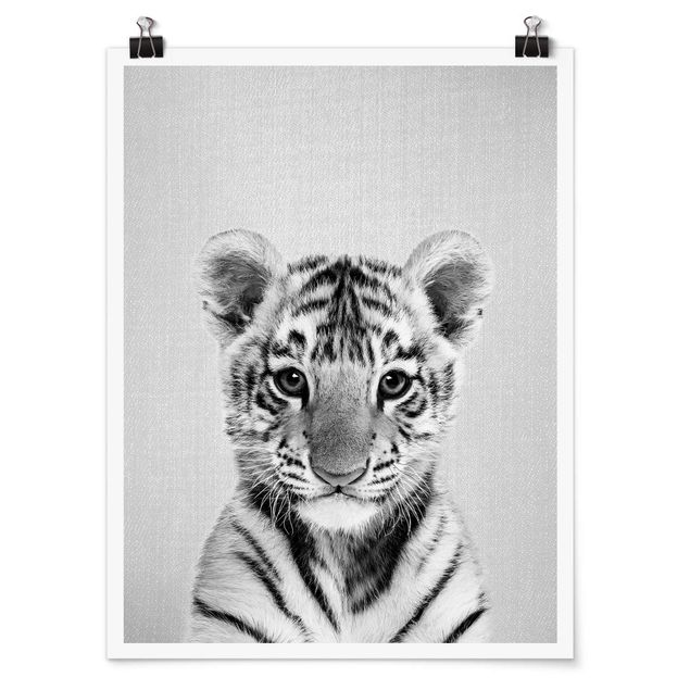Obrazy ze zwierzętami Baby Tiger Thor Black And White