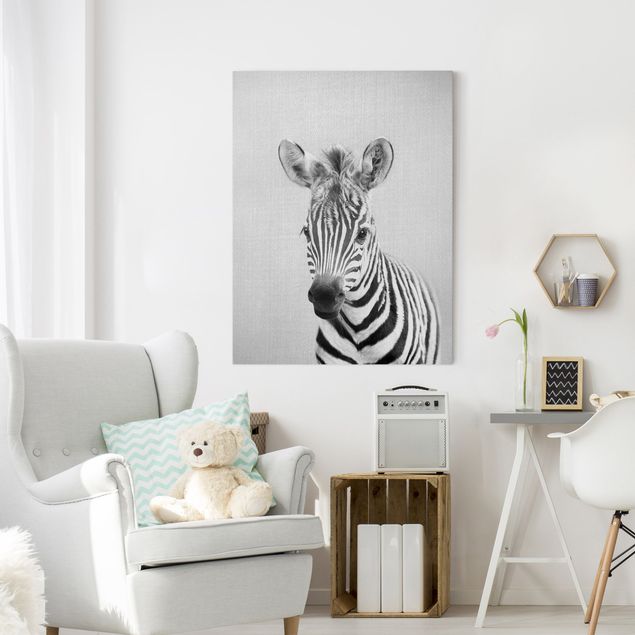 Nowoczesne obrazy do salonu Baby Zebra Zoey Black And White