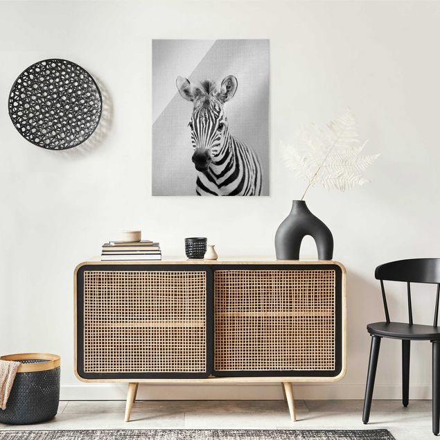 Nowoczesne obrazy do salonu Baby Zebra Zoey Black And White