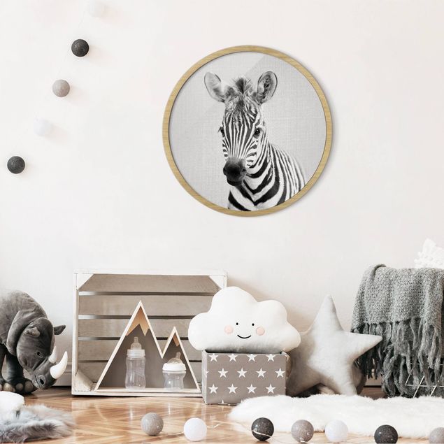 Obrazy do salonu nowoczesne Mała zebra Zoey czarno-biały