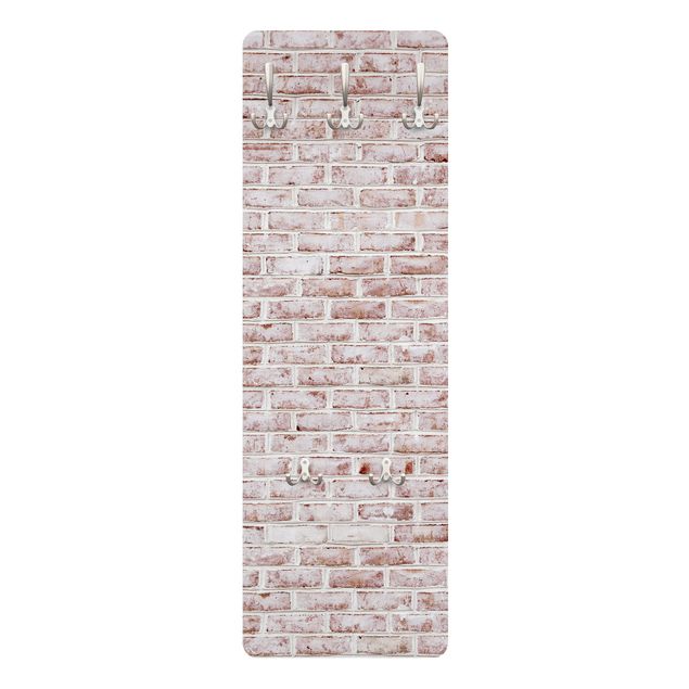 Wieszak do przedpokoju - Brick Wall Shabby Painted White