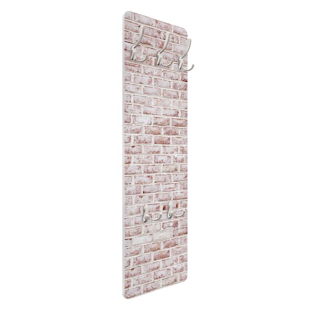 Wieszak do przedpokoju - Brick Wall Shabby Painted White