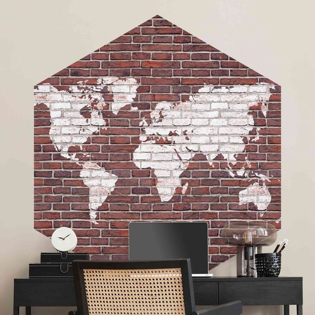 Tapeta w cegły Mapa świata Backstone