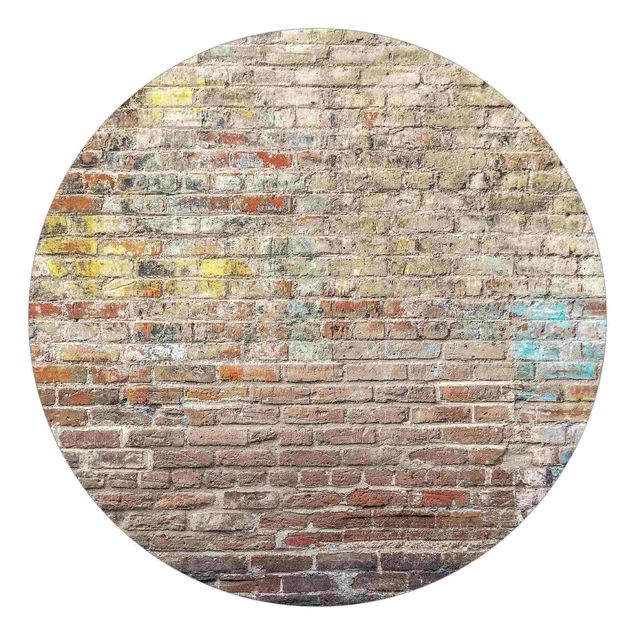 Fototapety Ściana z kamienia łupanego z kolorowymi akcentami w stylu shabby