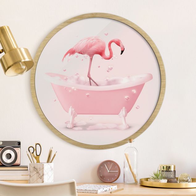 Obrazy w ramie artystyczne Bath Tub Flamingo