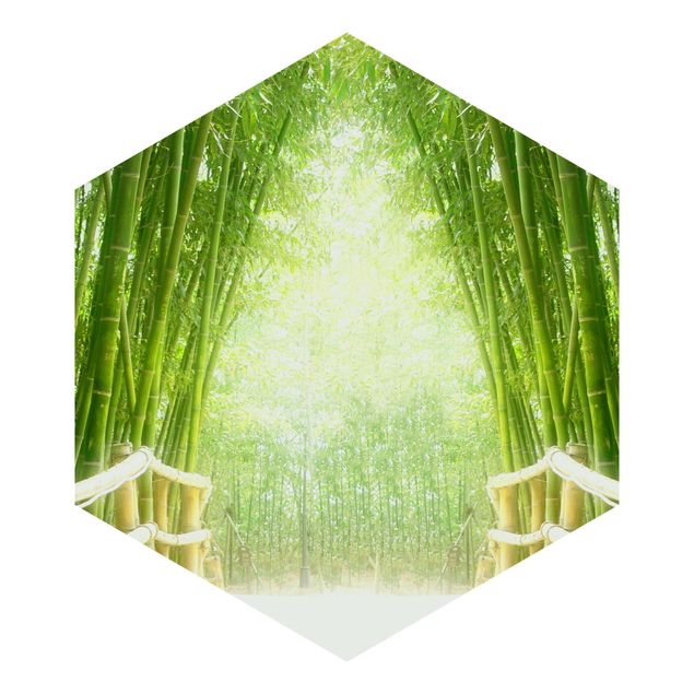 Sześciokątna tapeta samoprzylepna - Droga bambusowa